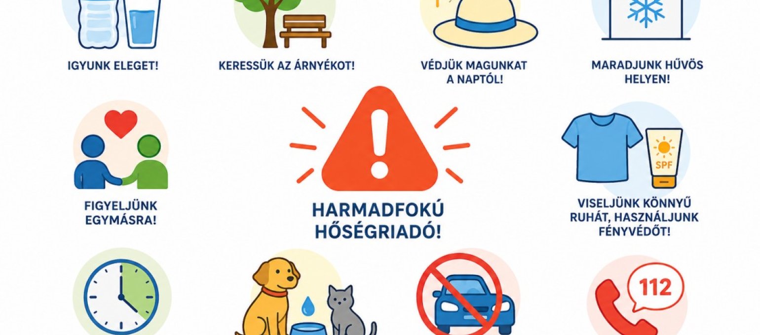 Harmadfokú hőségriadó: vigyázzunk magunkra és egymásra!